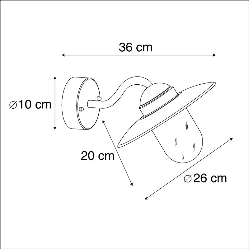 Qazqa industriel applique murale extérieure, lampe murale pour jardin - Munich - noir, max. 60w, e27, 26cm, IP44, rond - 3