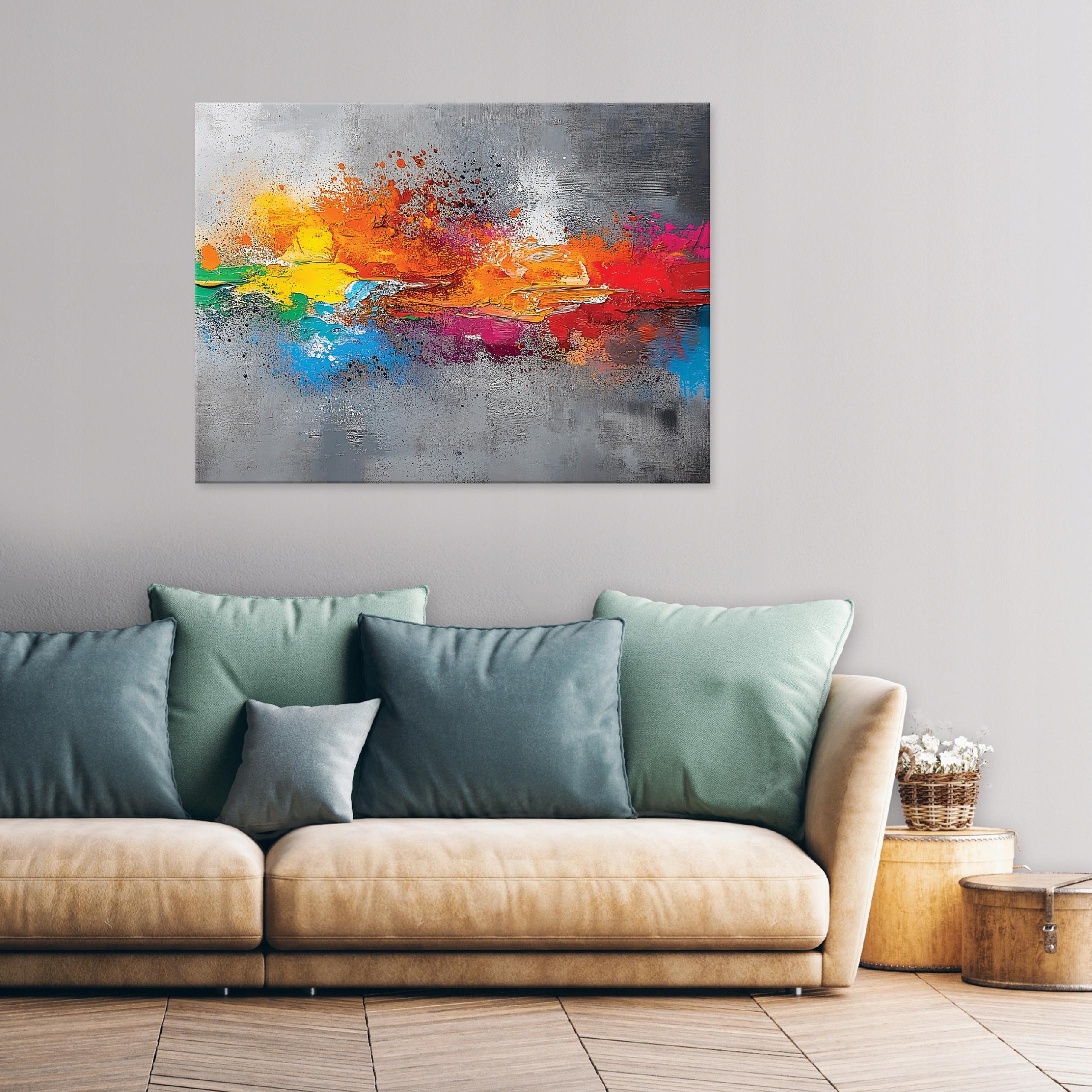 Impression sur toile abstrait gris loft moderne 120x80 cm xxl Tableau Deco décoration murale intissée pour salon chambre cuisine - 2