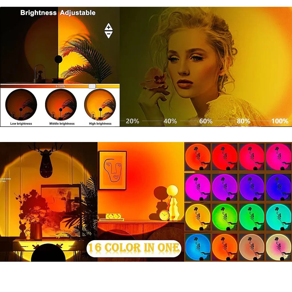 Lampe Sunset Lampe Solaire RGB 16 Couleurs 180° Pivotante 4 Modes d'Éclairage Accessoire Photo Parfait - 3