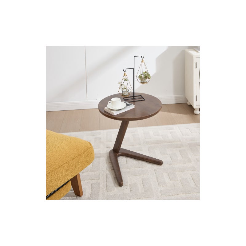Nowoczesny okrągły stół z litego drewna, stolik boczny pod sofę, kompaktowy stolik pod telewizor, minimalistyczny i trwały design
