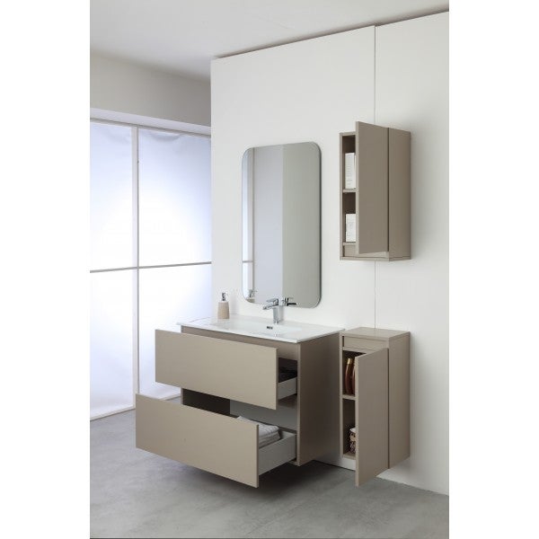 Tortora Pastello 90x47 Meuble de salle de bain suspendu Meuble moderne avec miroir - 6