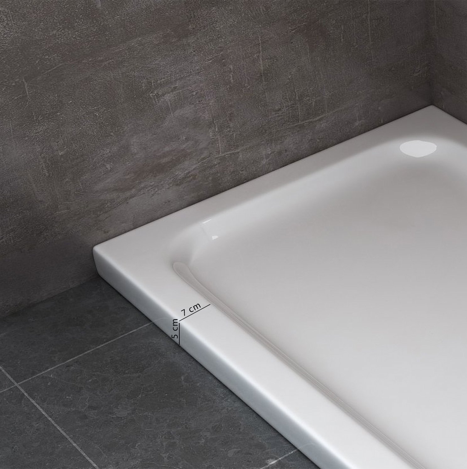 Receveur de douche carré surbaissé en Abs avec bonde inclus H. 5 cm – 80 x 80 - 3