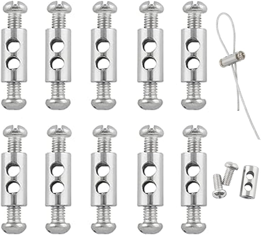 10 szt. zacisków kablowych do kabli o średnicy 1-2 mm, do mocowania lin stalowych i linek do bielizny, zaciski stalowe dwustronne