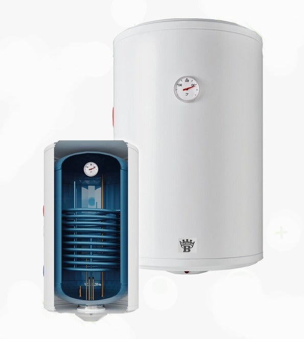 Bojler 50 L podgrzewacz wody z wężownicą 51x46 cm, lewy, grzałka 2kW, Bandini