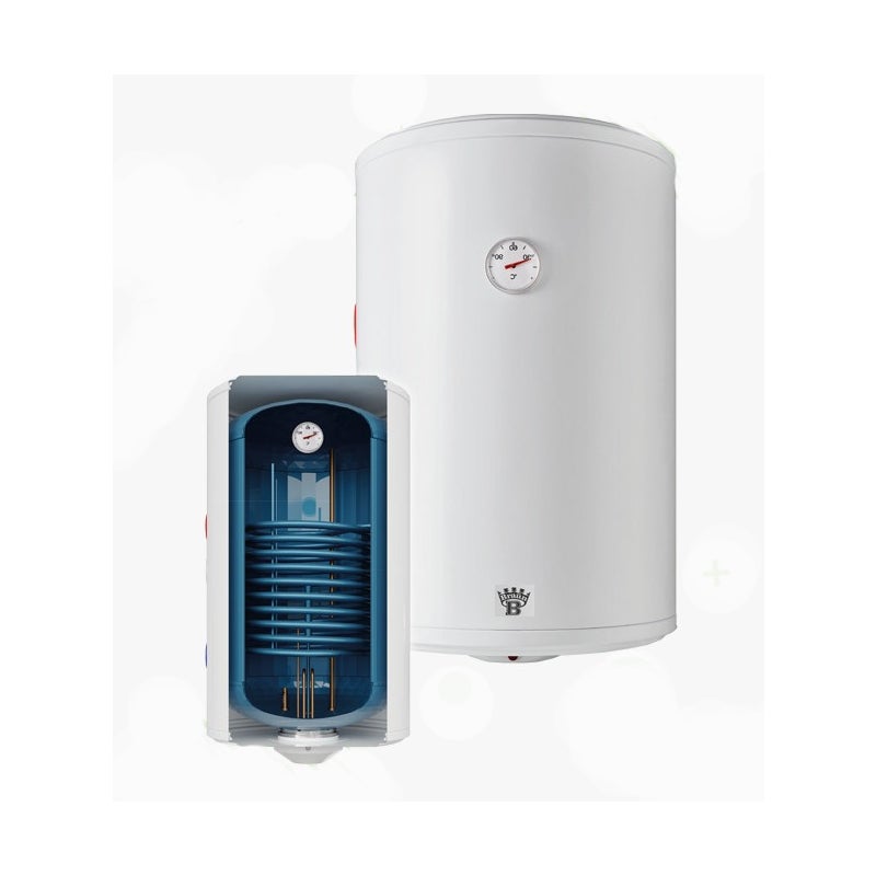 Bojler 50 L podgrzewacz wody z wężownicą 51x46 cm, lewy, grzałka 2kW, Bandini