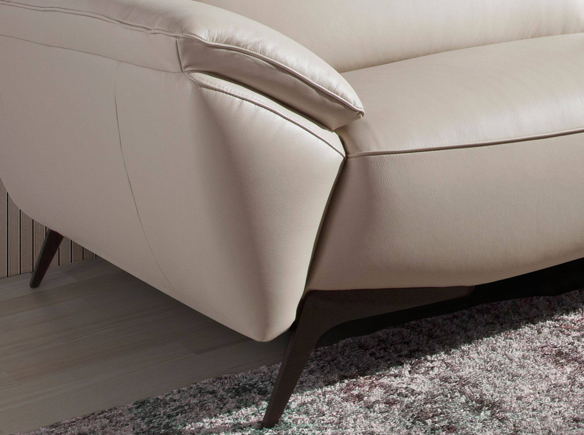 Sofá 3 plazas piel gris taupe 223 x 107 x 102 - 5