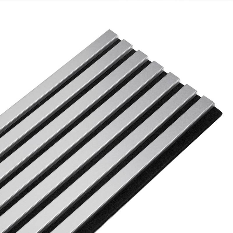 Mur TV - Lot de 5 Panneaux tasseaux bois 250 x 30 x 1,9 cm - alu/feutrine noir - 3,75m² - 2