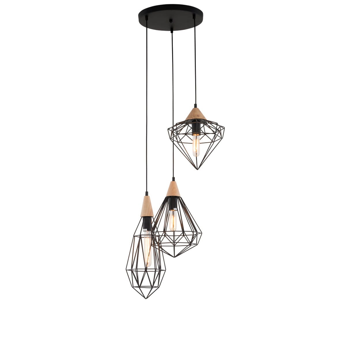 Lampa sufitowa wisząca Maelle czarna 3xE27x40W industrialna wym: 120 x 45 x 45 cm metal Italux