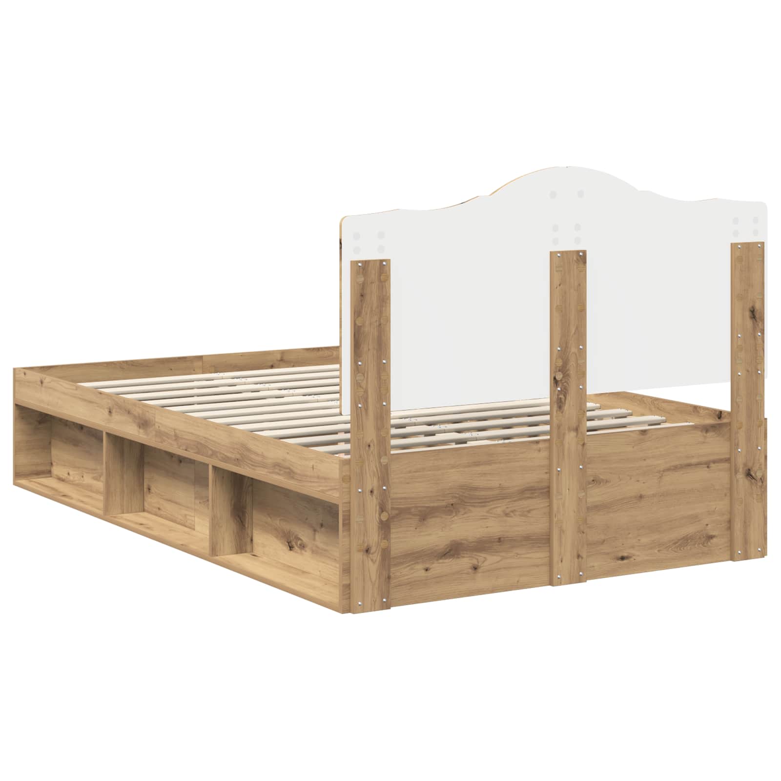 Cadre de lit chêne artisanal 120 x 190 cm bois de pin massif - 9