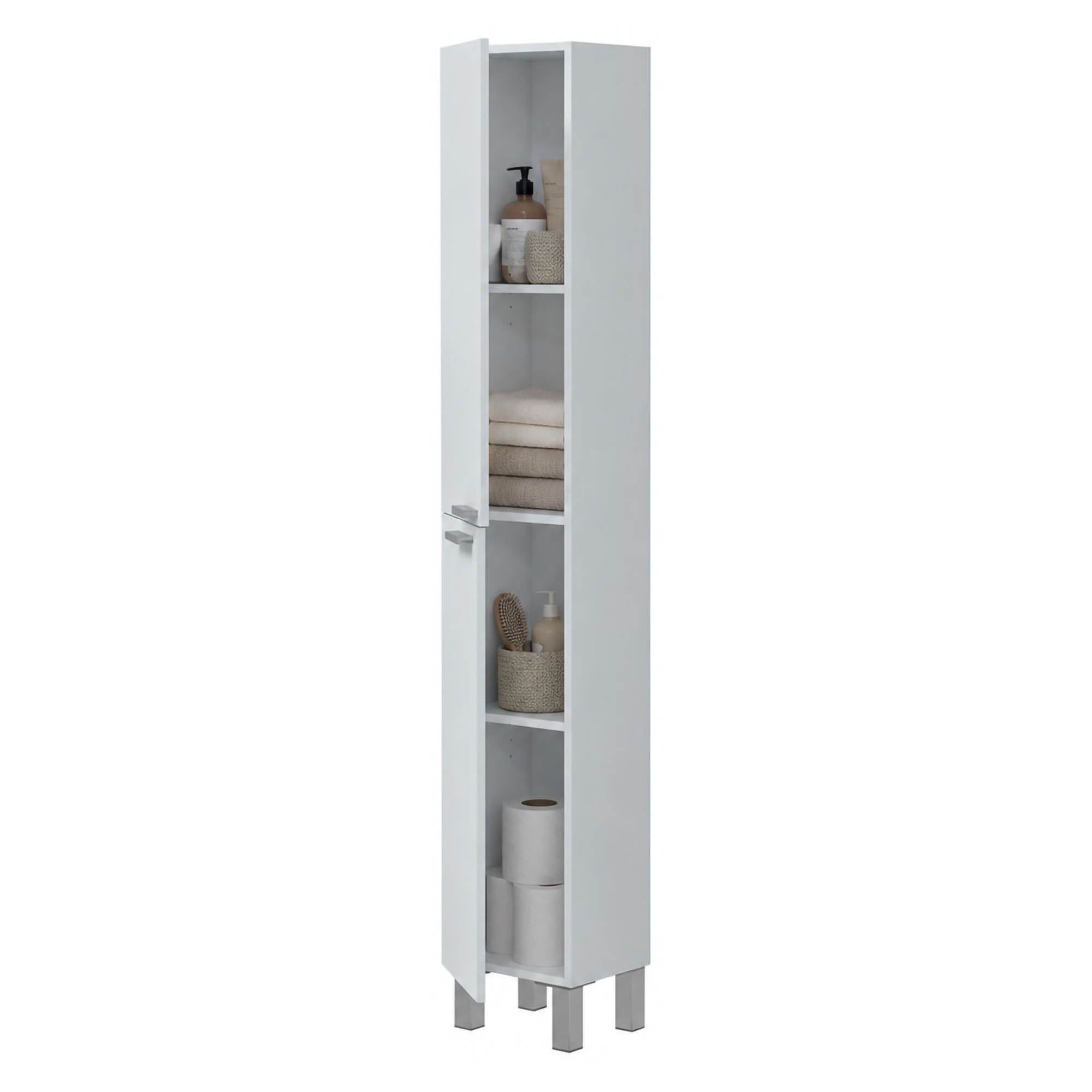 Armario alto, 3 estantes 2 puertas, reversible, 30x25x182h cm blanco brillante - nin