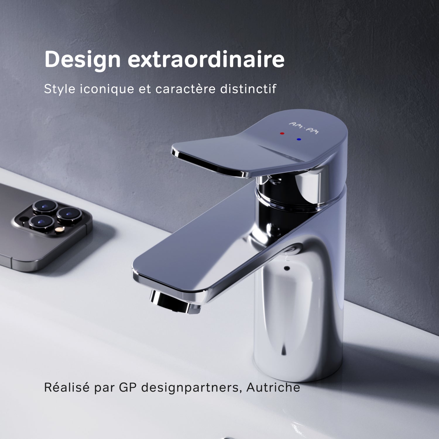 Mitigeur de lavabo Robinet Salle de Bain Robinet de lave-mains avec bonde clic clac, Chromé, taille S, FXA82100 AM.PM - 2