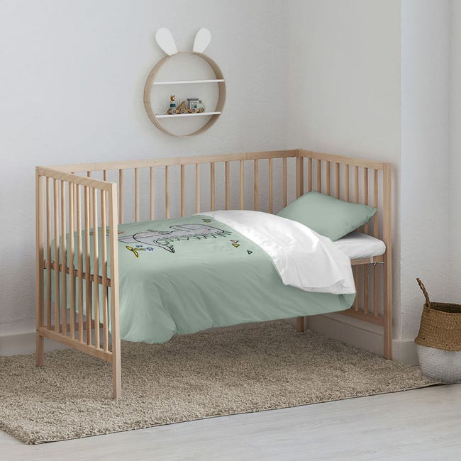 Juego Funda Nórdica Kids&Cotton Jeddah Big Menta 115x145 Cm + Funda Almohada | 100% Algodón 175 Hilos