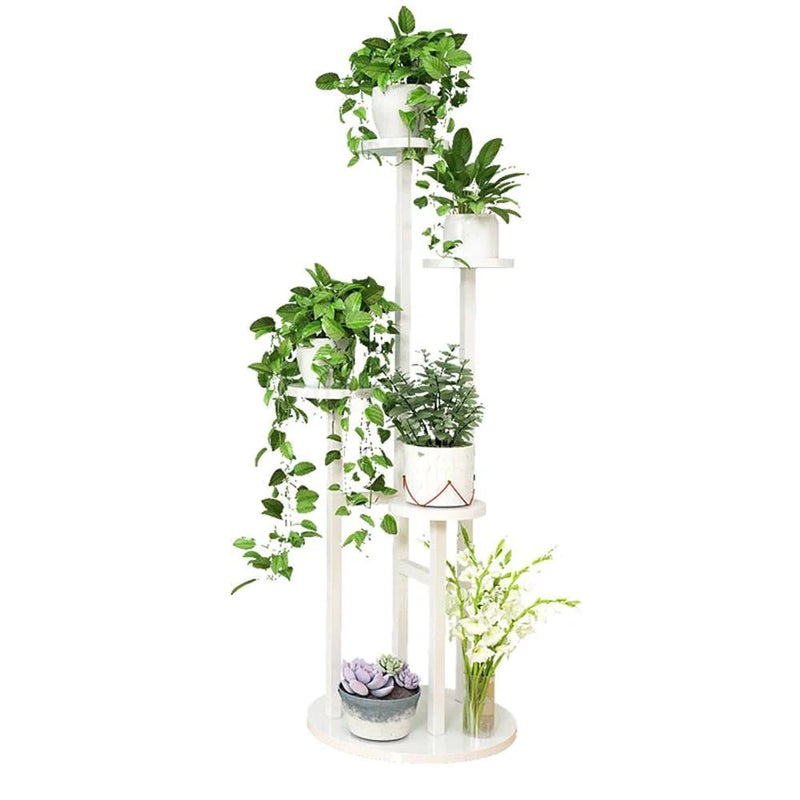 Kwietnik stojak na kwiaty biały, 4-poziomowy na 6 doniczek