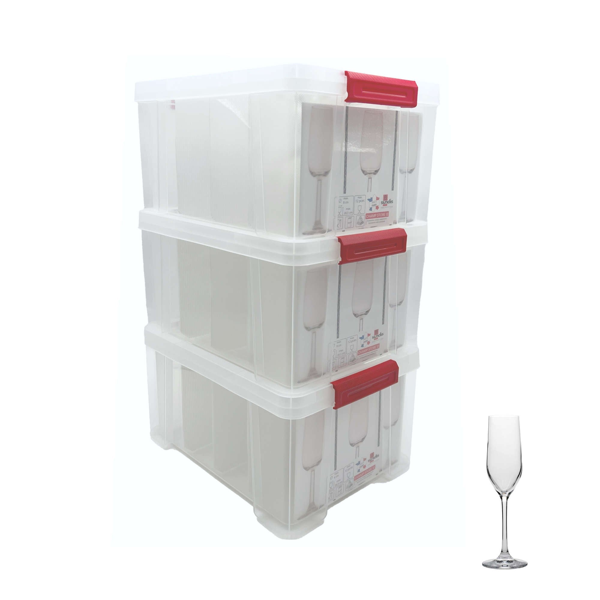 AJW-SUNDIS | Bac de rangement renforcé CLIP & STORE 27 Litres transparent avec couvercle