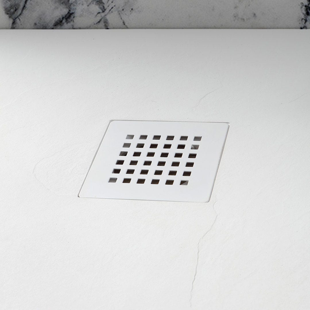 Receveur de douche en résine 70x70 effet pierre blanche | Muse - 4