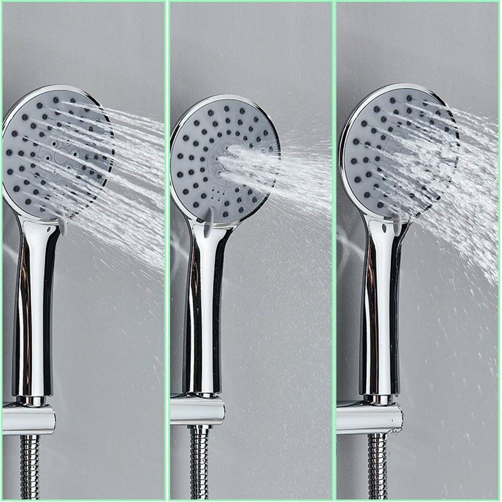 Panneau de douche argenté grand écran, pommeau de douche cascade, mitigeur à jet de massage, robinet de douche de salle de bain - 3
