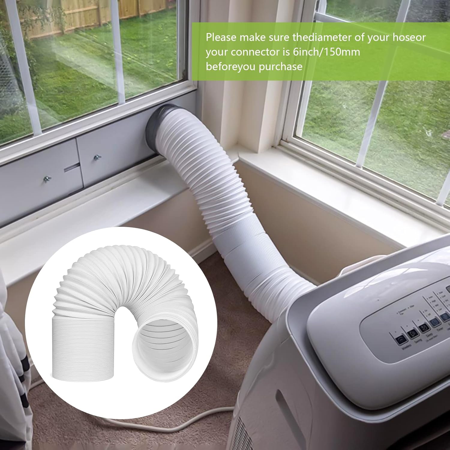 Tuyau d'Évacuation de Climatiseur Mobile Universel 2 M - Kit Diamètre 150 mm pour Climatisation, Déshumidificateur, Extracteur d'Air - 5