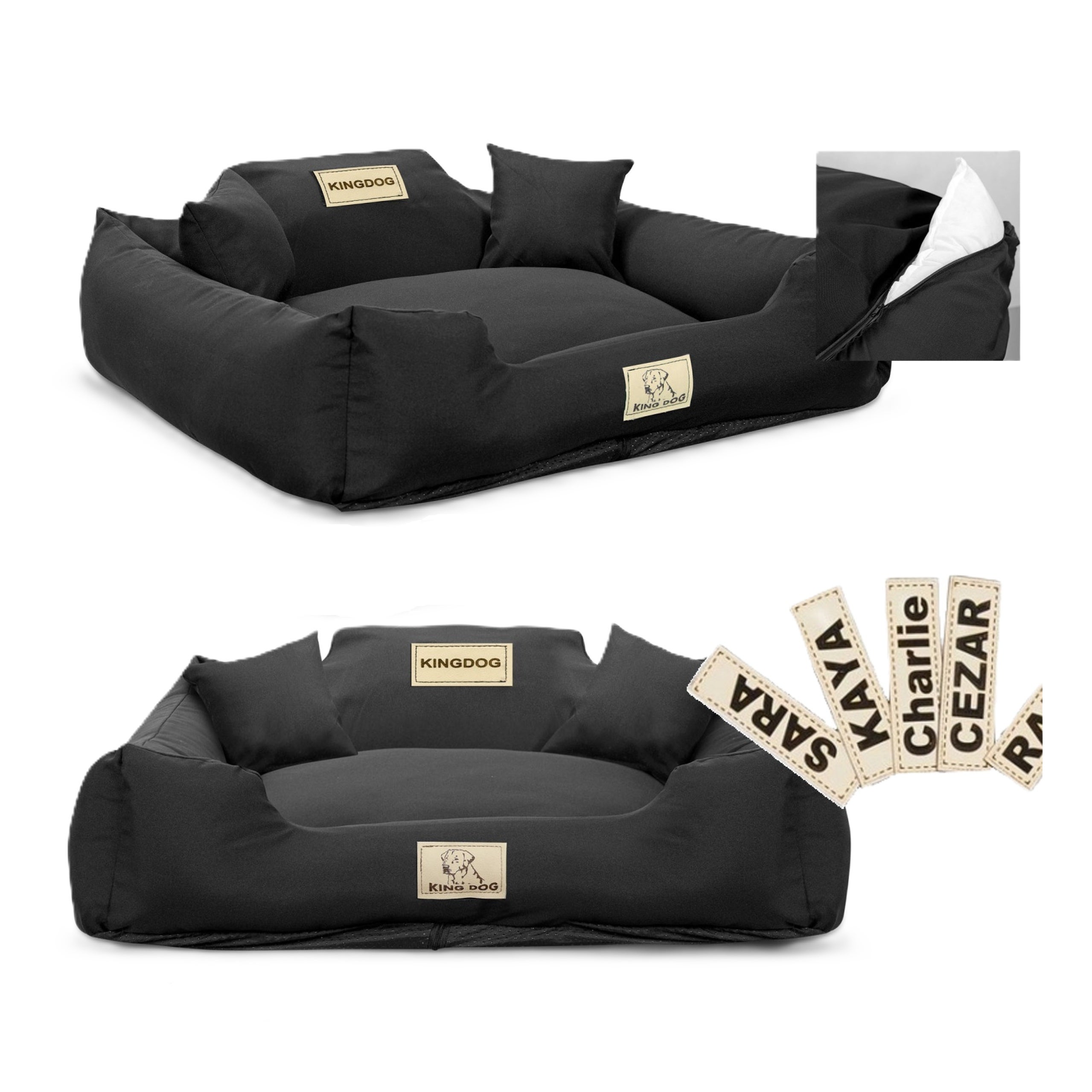 Legowisko dla psa kojec Aio Factory KINGDOG personalizowane rozbieralne antyslip czarne 75x65 cm 1szt