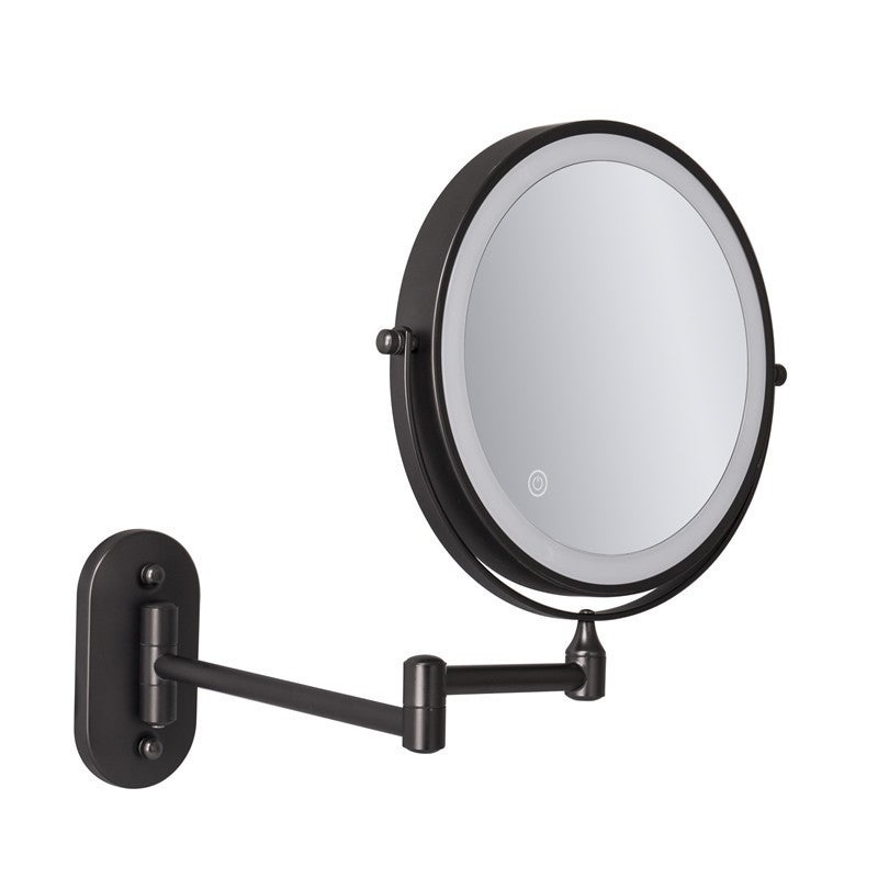 Lustro ścienne LED 8'' powiększające, ładowane przez USB z powiększeniem 1X/7X, czarne