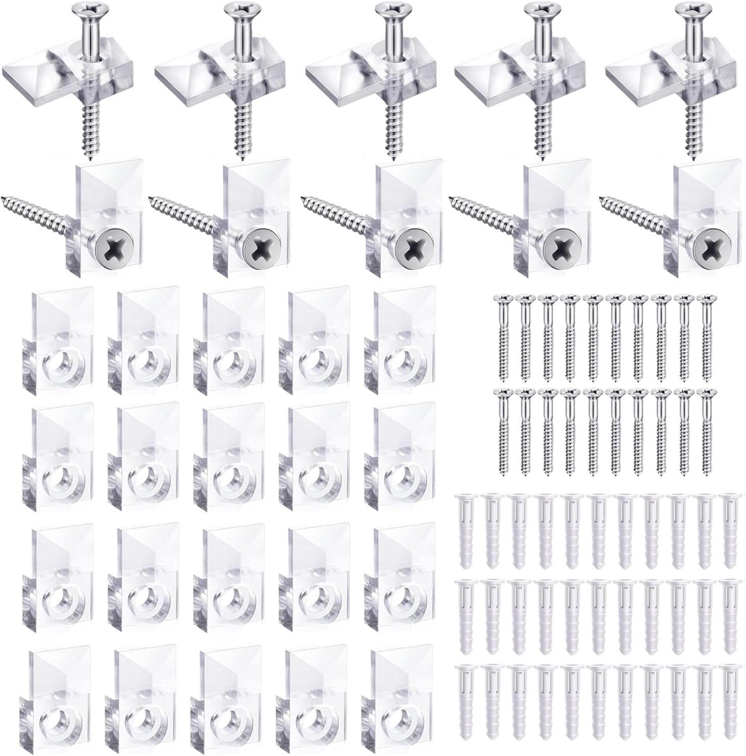 30 szt. uchwytów ściennych do luster, haczyków do luster, zestawu do mocowania szkła, plastikowych uchwytów do luster, 4 mm bezramowych klipsów mont
