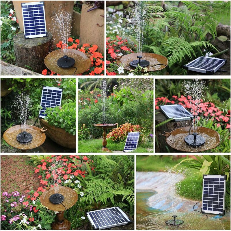 Fontaine solaire d'extérieur Triumph 5,5 W, pompe solaire pour bassin avec batterie et 6 buses, pour bains d'oiseaux, aquariums, jardins et fontaines - 5