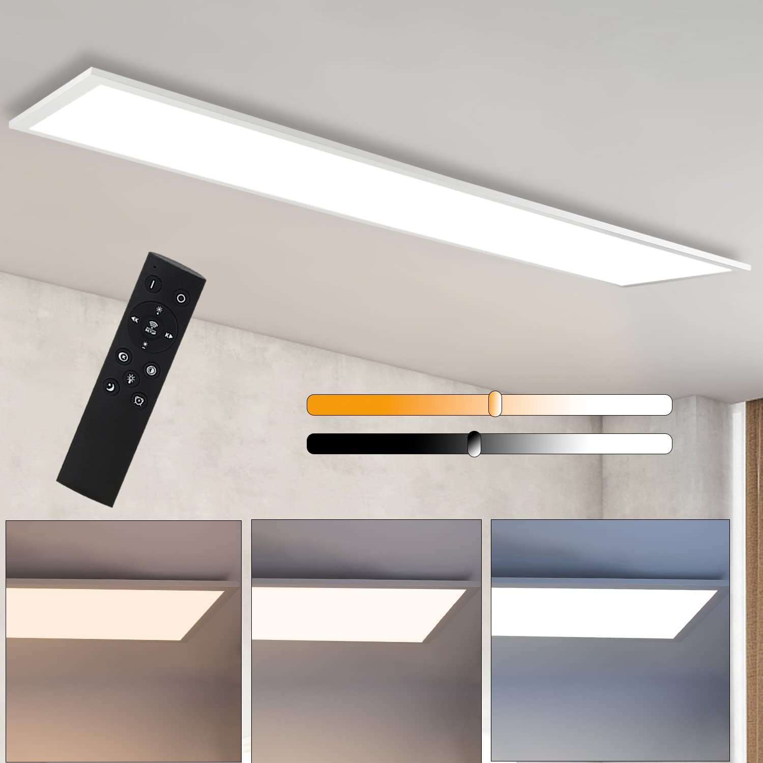 ZMH Lampada da Soffitto a LED Dimmerabile Plafoniera Moderna Soggiorno - 65W Nero Interno Plafoniera con Telecomando Illuminazione Cameretta in