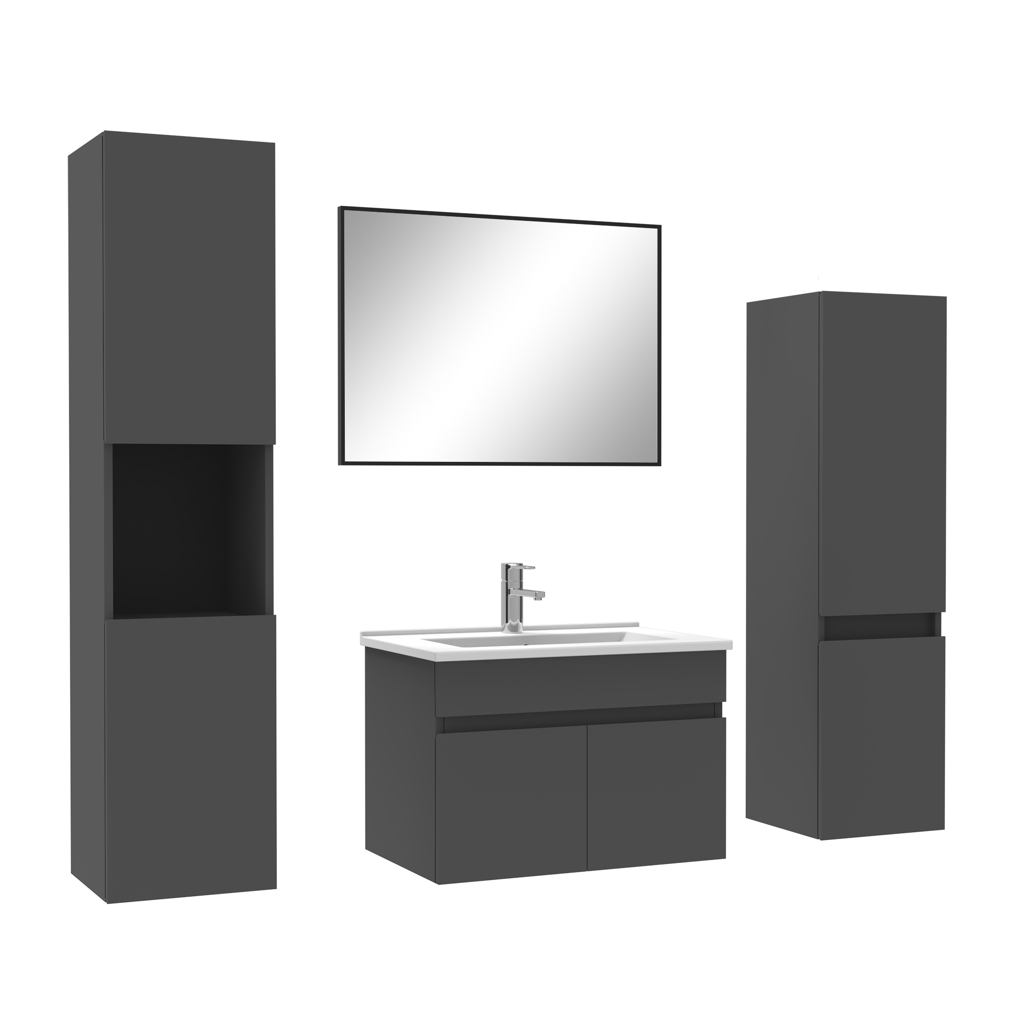 Meuble De Salle De Bain De Montreal 01 60cm Avec Miroir Armoire Chene