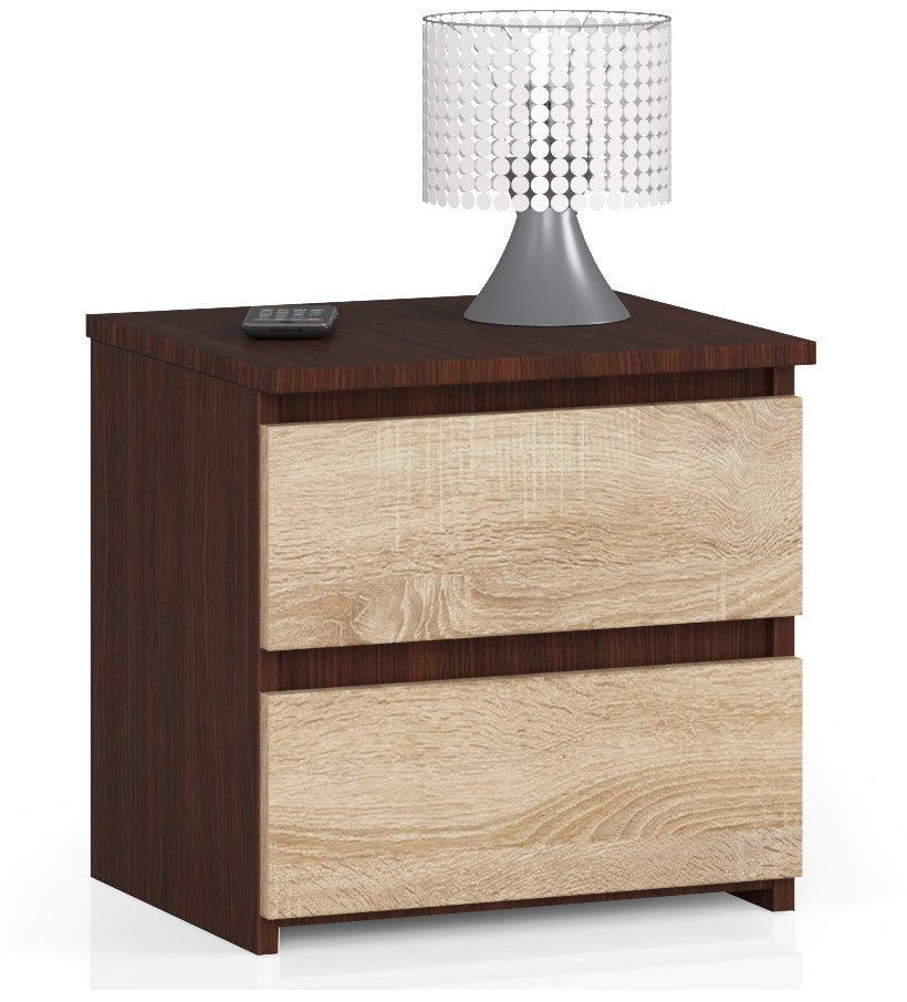 Szafka nocna AKORD CL2 Wenge 40 cm 2 szuflady kolor Dąb Sonoma mat 40x35x40 cm