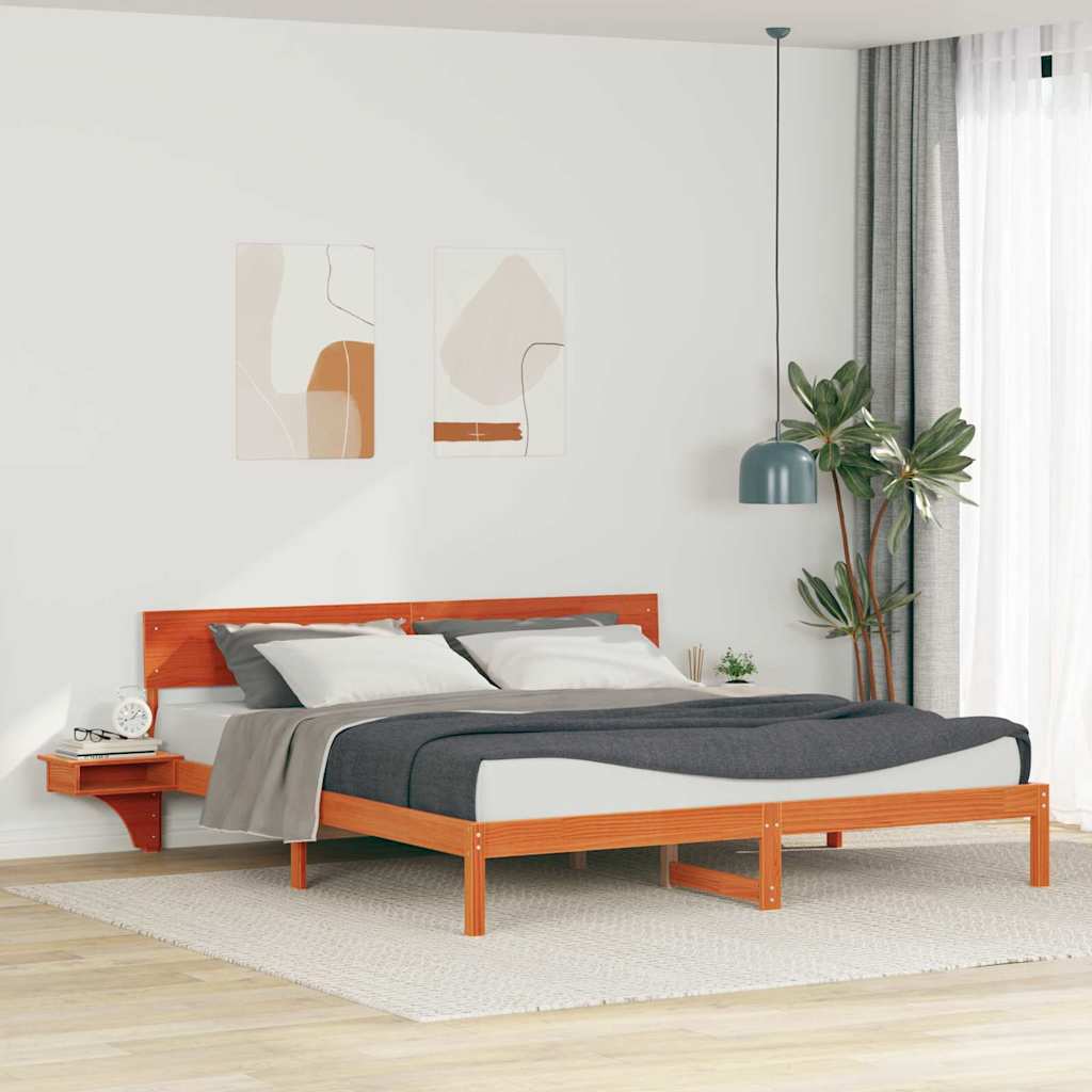 Ramka łóżka Woskowy Brąz 200 x 200 cm Lite drewno sosnowe vidaXL