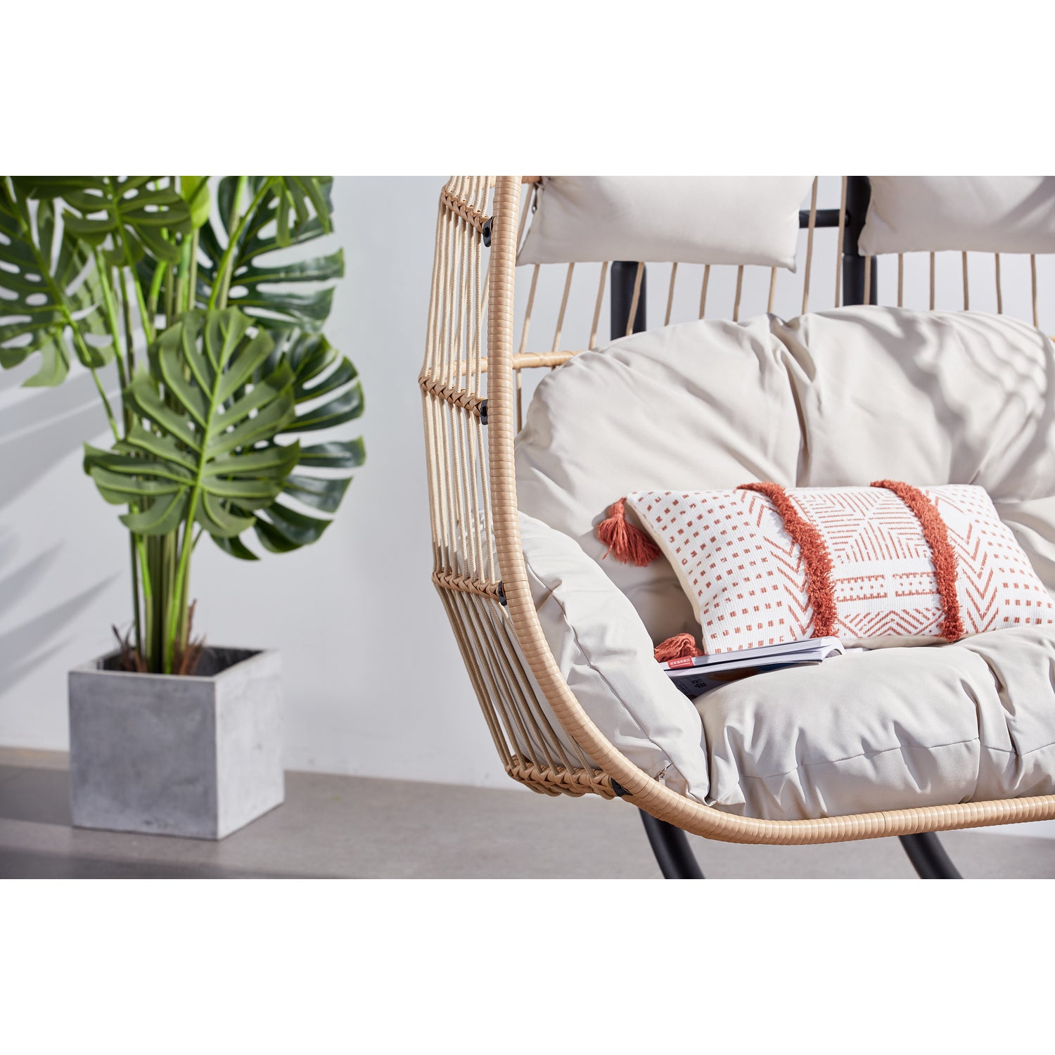 Fauteuil suspendu 2 places effet rotin FARO - 7