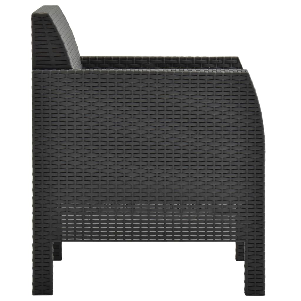 Chaise de jardin | Siège de Terrasse | Chaise d'extérieur avec coussin PP Rotin Anthracite CFW601024 - 3