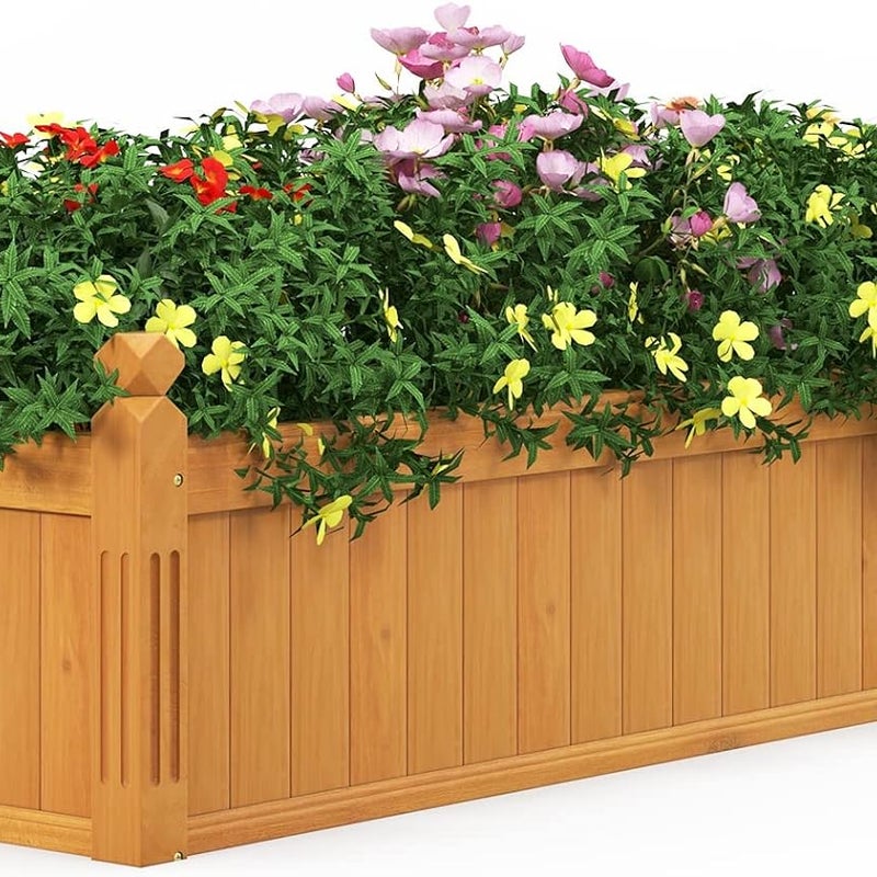 Podwyższona grządka ogrodowa, drewniana, 240 x 60 x 25 cm, skrzynka na rośliny na warzywa, kwiaty, zioła, owoce, rabatka na kwiaty, na trawnik