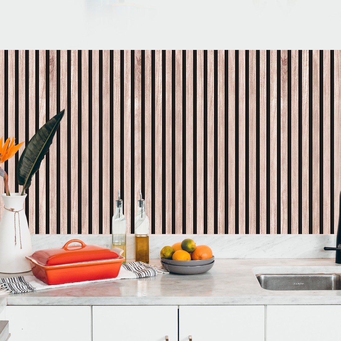 Paraschizzi adesivo Striscia di legno 30x70cm - 5