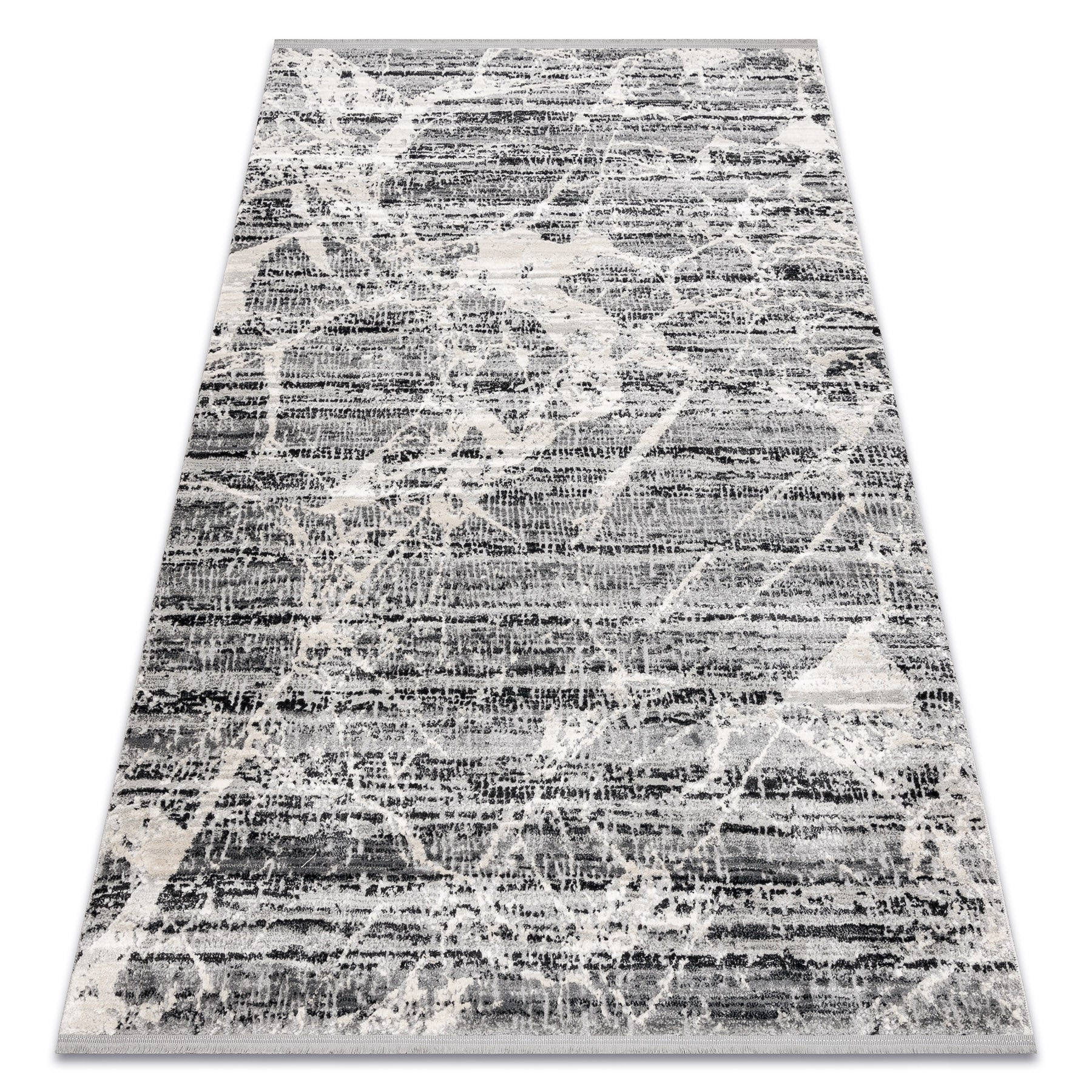 Dywan TULS nowoczesny, strukturalny, frędzle 51322 Marmur szary / kość słoniowa 120x170 cm