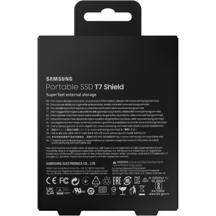 Samsung Memorie T7 Shield MU-PE1T0S SSD Esterno Portatile da 1 T, USB 3.2 Gen 2, 10 Gbps, Nero - 4