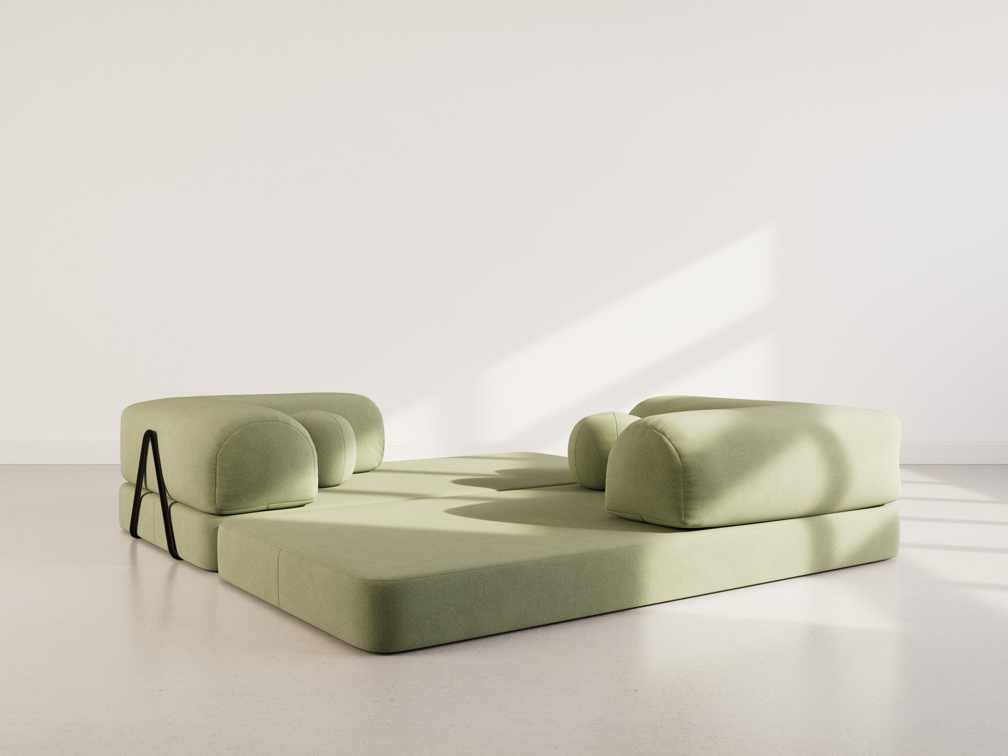Canapé droit convertible 3 places en velours texturé vert sauge - NEBULA - Best Mobilier - 6