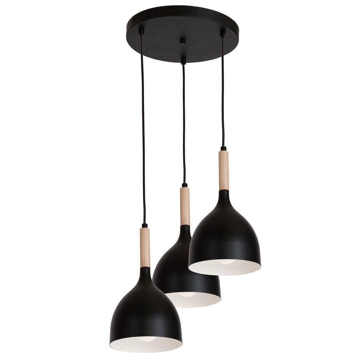 Lampa wisząca Noak Wood czarny matowa-jasne drewno 3xE27x15W wym: 110 x 42 x 42 cm metal Luminex