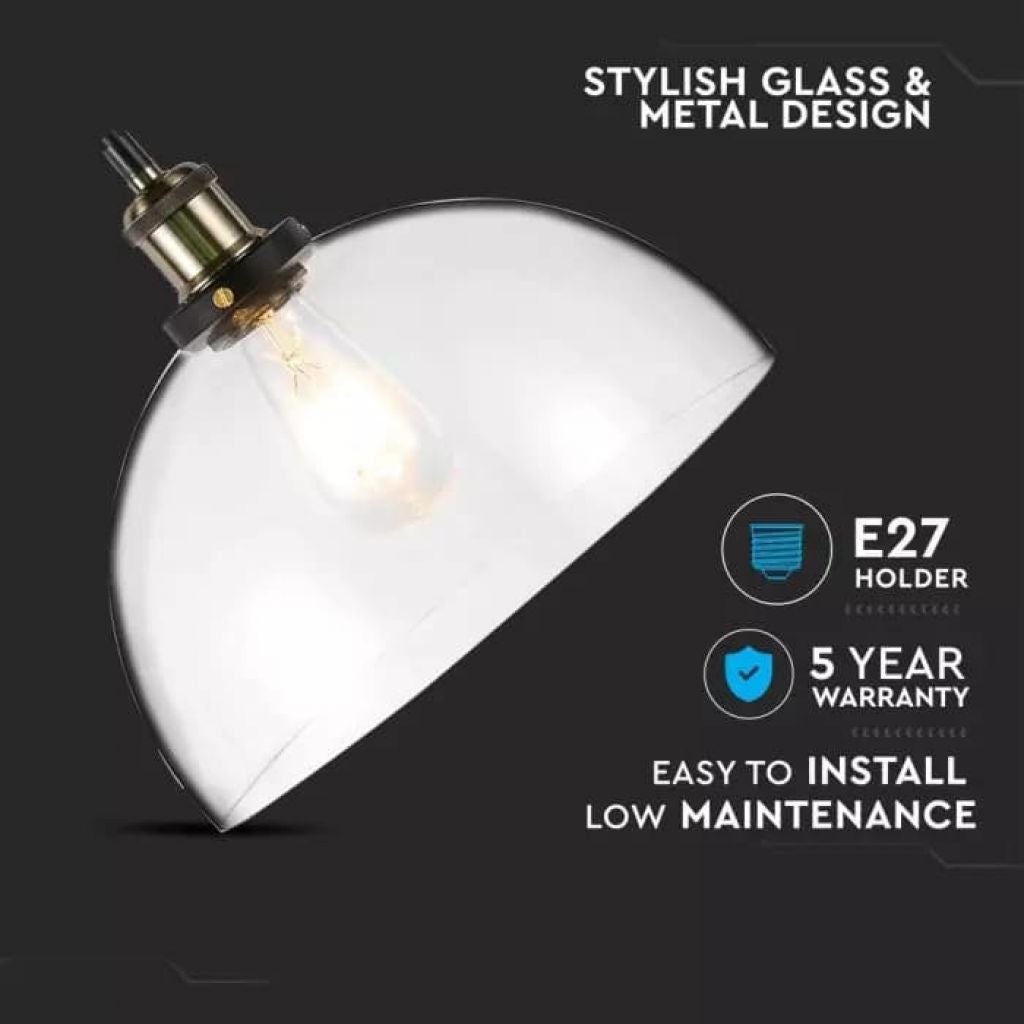 Lampadario LED Vintage in Vetro con Portalampada E27 (Max 60W) Colore Trasparente d: 200mm - 2