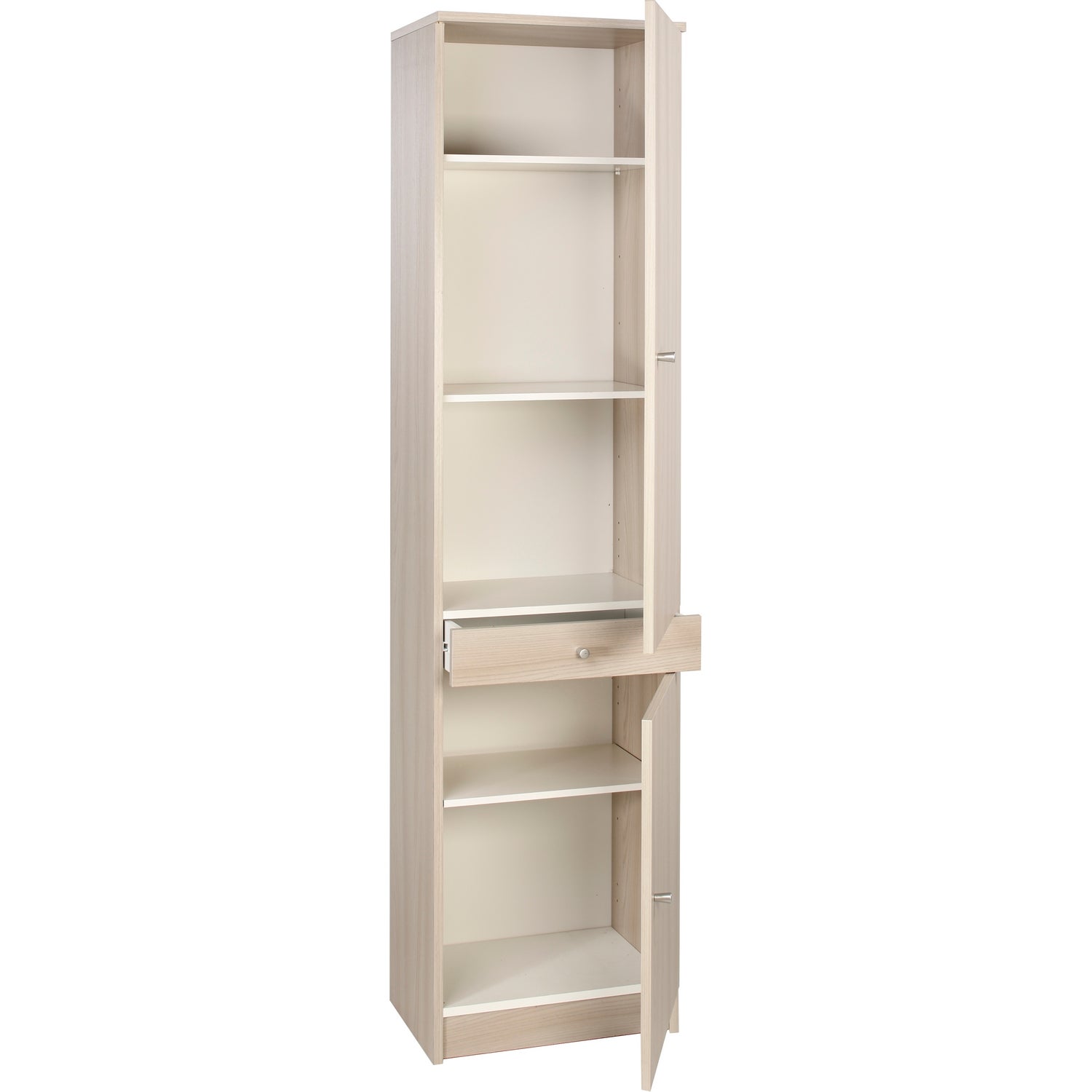 Armoire colonne meuble polyvalent 2 portes tiroirs 3 étagères Half - 2
