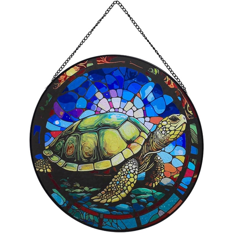 20 cm witraże, panel szklany w kształcie żółwia, dekoracja świąteczna do ogrodu