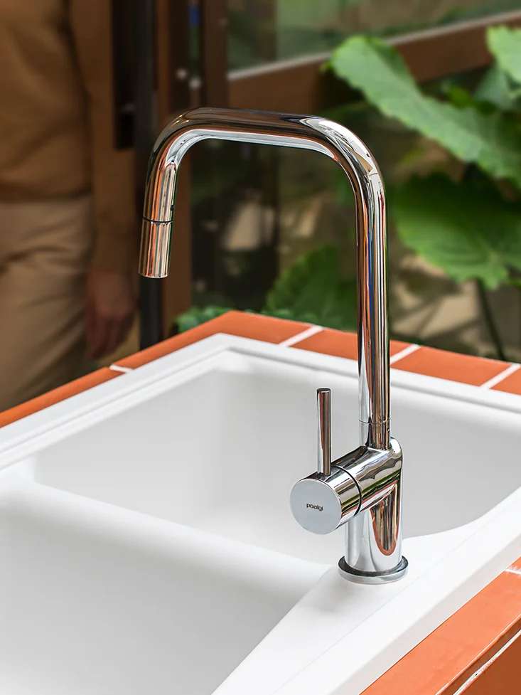 Grifo monomando de cocina con ducha extraíble cromado POALGI
