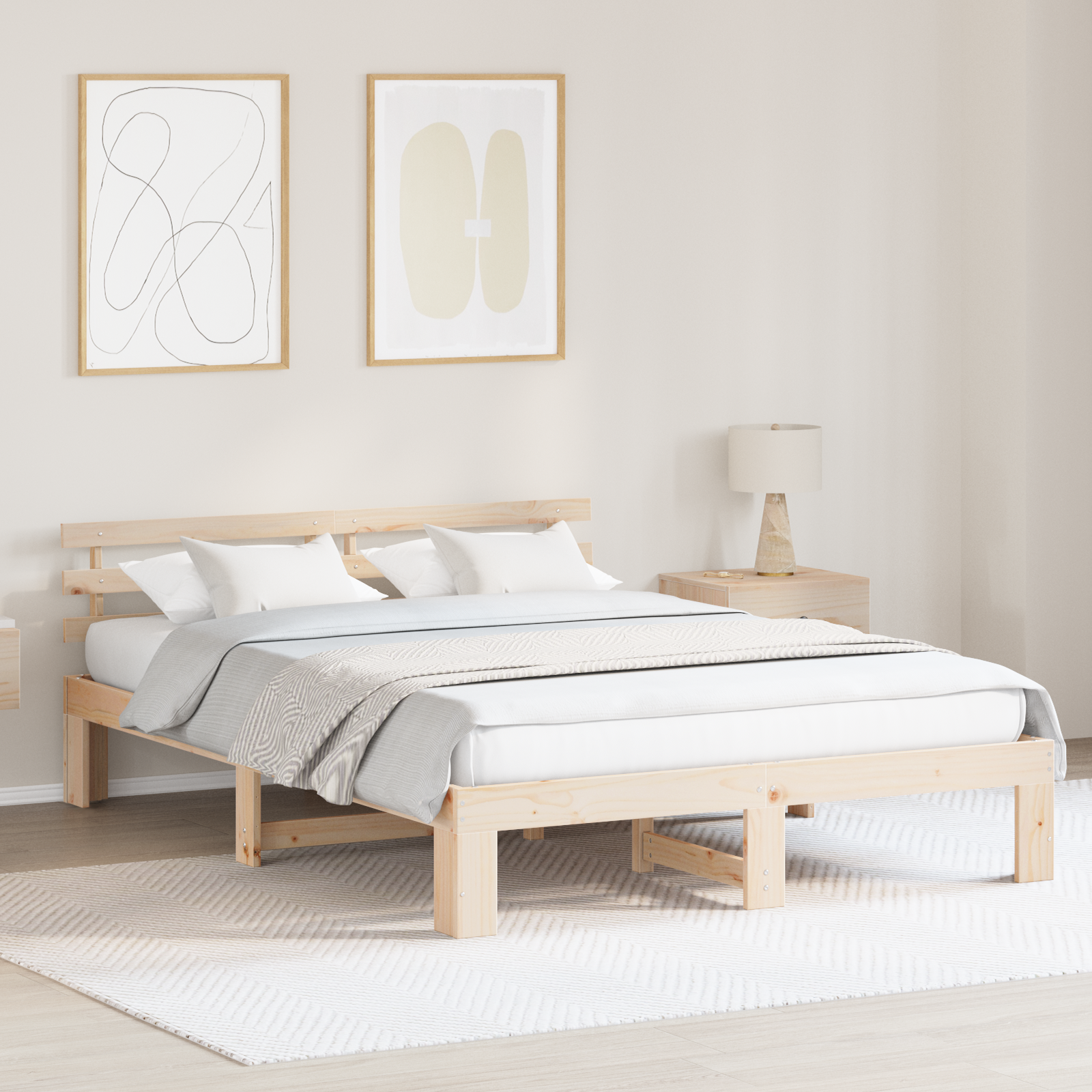 Ramka łóżka Naturalny 160 x 200 cm Lite drewno sosnowe vidaXL