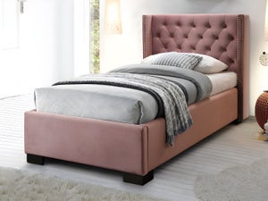 Letto combinato con vani portaoggetti e Scrivania 90 x 200 cm Naturale e Rosa + Reti a doghe - RIGALI | Leroy Merlin