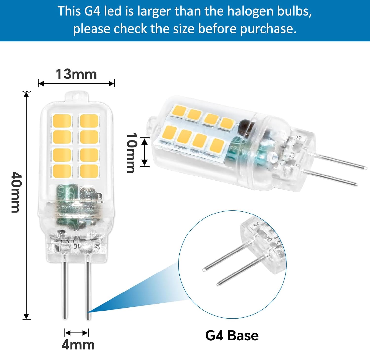Ampoule LED G4 12V 3W, SMD 300LM Blanc Neutre 6000K, Ampoule G4 LED pour Lustre, Lumière d'armoire, Chambre, Éclairage Paysager, Lot de 6 - 3
