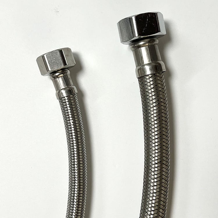 Wąż sanitarny elastyczny z nakrętką obrotową 3/4" męski, 300 mm, DN10 - wąż z oplotem EPDM ze stali nierdzewnej - trwała złączka z mosiądzu niklowane