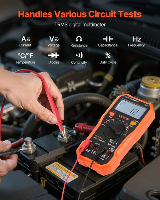 Multimètre Numérique Testeur De Tension 600V - Voltmètre Avec Support Pliable Et Écran Rétroéclairé