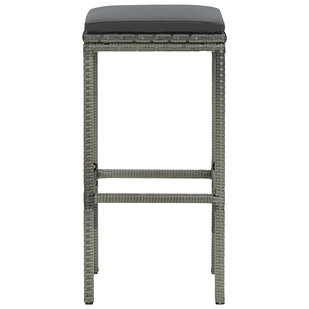 Tabourets de bar avec coussins 4 pcs Gris Résine tressée - 4