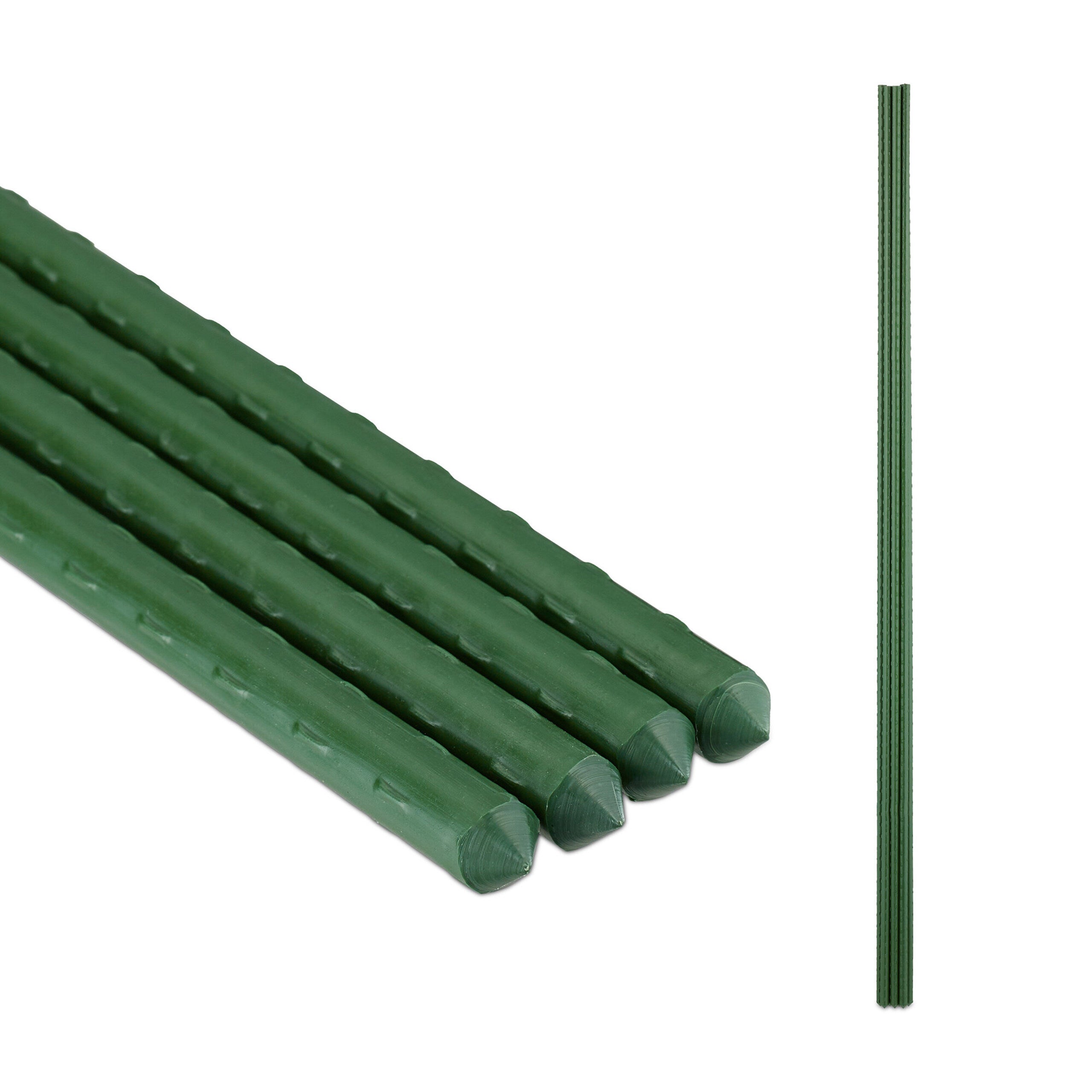 Tuteurs pour plantes, lot de 10, en acier plastifié, 120 cm et ø 10 mm, vert foncé, pour plantes grimpantes, Relaxdays - 8