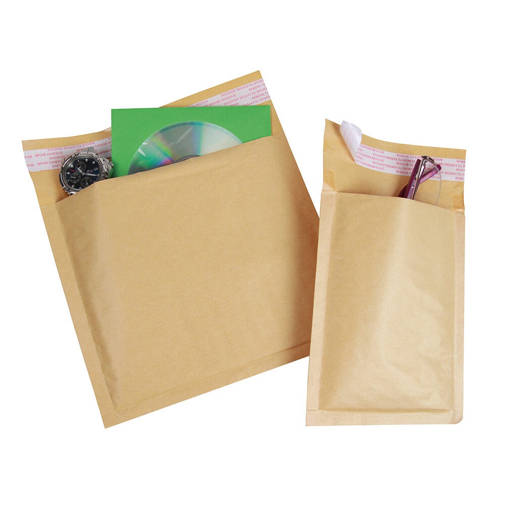 Pochette q-connect bulles air 350x470mm 82g kraft matelassé rabat droit auto-adhésive sans fenêtre boîte 50 unités - 5