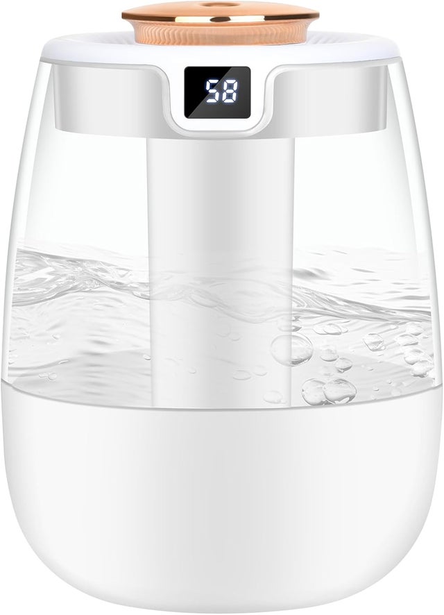 Humidificador de aire para dormitorio de 2 l con pantalla inteligente de humedad, ultrasilencioso (20 dB), 20 h de batería y apagado automático.